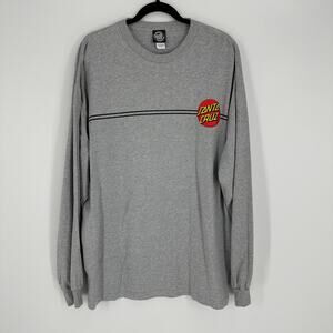 Santa Cruz Skateboards Classic Long Sleeve Grey Graphic Print Mens Tee 2XL